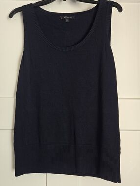 Anne Klein Dark Navy Ribbed-Hem Knit Tank